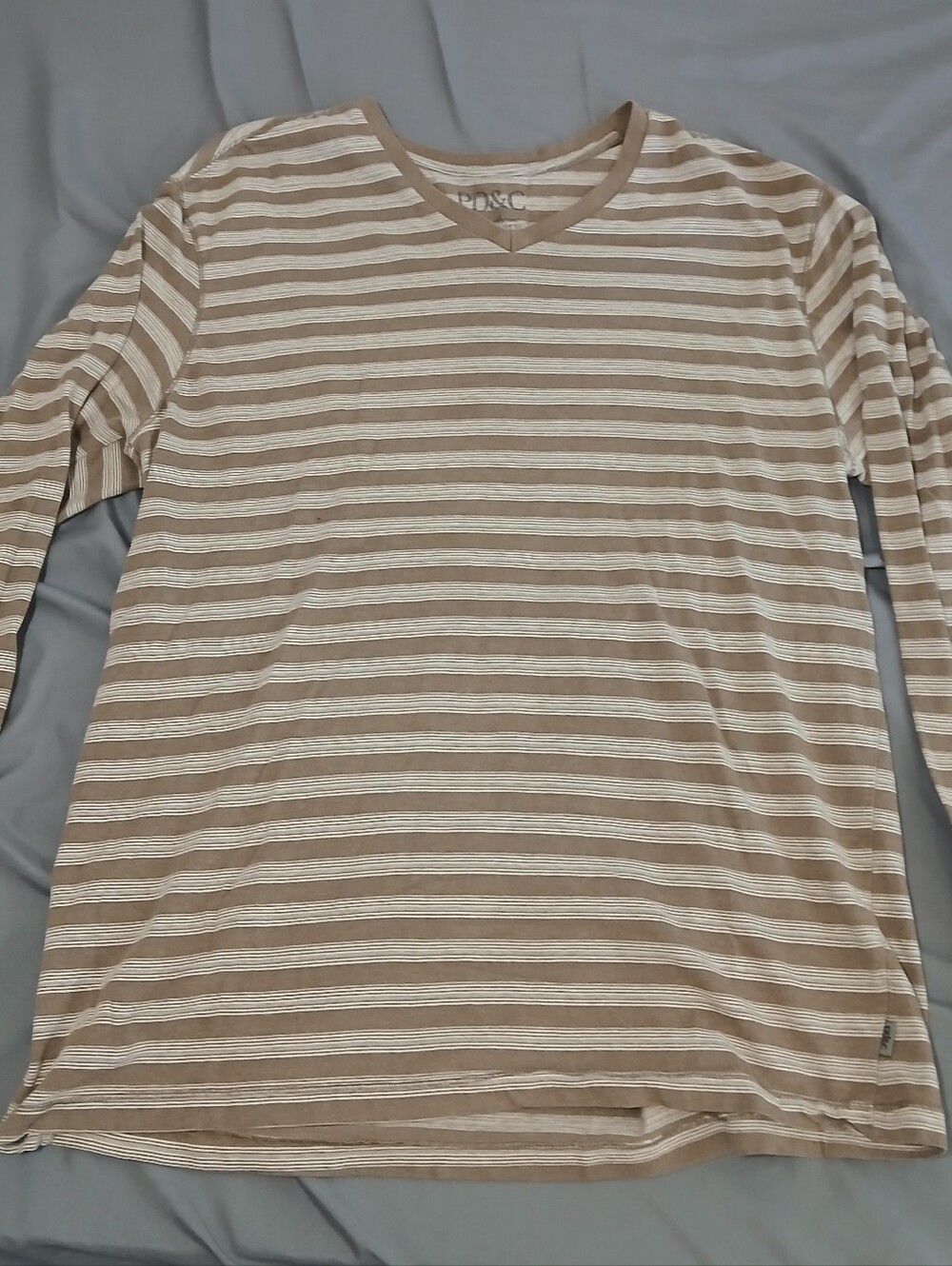 Brown Striped Long Sleeve V-Neck